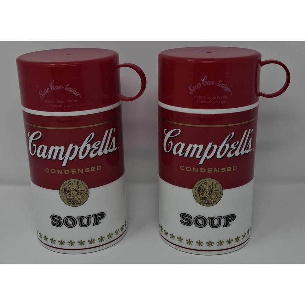 Vintage Campbell Soup Insulated Hot Food Thermos Containers Lot of 2